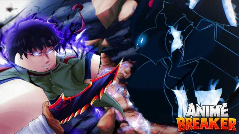 Official Anime Breaker promo art for the Shadows update — a hunter facing a shadow figure